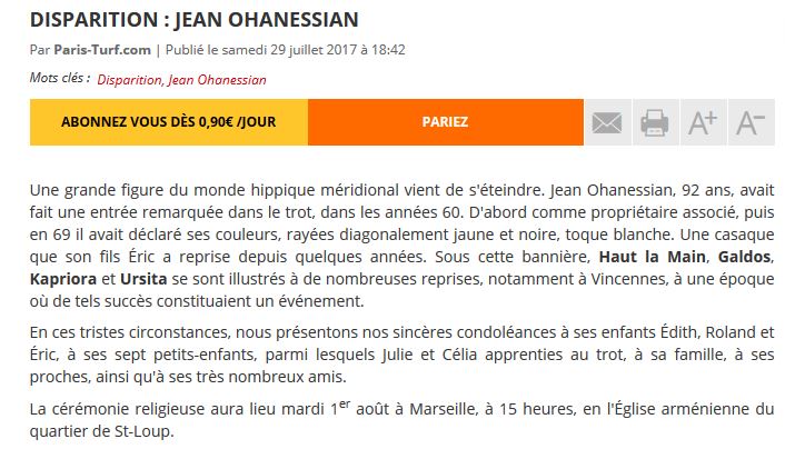 Disparition : Jean Ohanessian