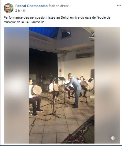 Performance des percussionnistes au Dehol en live du gala de l’école de musique de la JAF Marseille