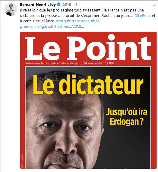 Bernard-Henri Lévy ‏: Il va falloir que les pro-régime turc s’y fassent : la France n’est pas une dictature