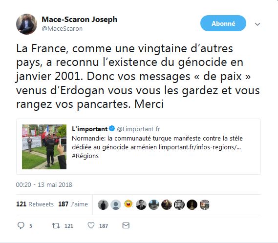 Joseph Mace-Scaron : vos messages « de paix » venus d’Erdogan vous vous les gardez et vous rangez vos pancartes. Merci