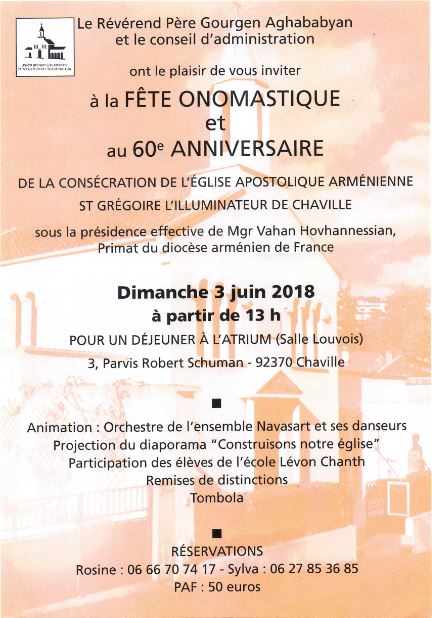 Fête onomastique – 3 juin 2018 – 60ème anniversaire de l’église de Chaville