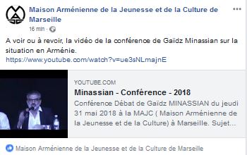 A voir ou à revoir, la vidéo de la conférence de Gaïdz Minassian sur la situation en Arménie.