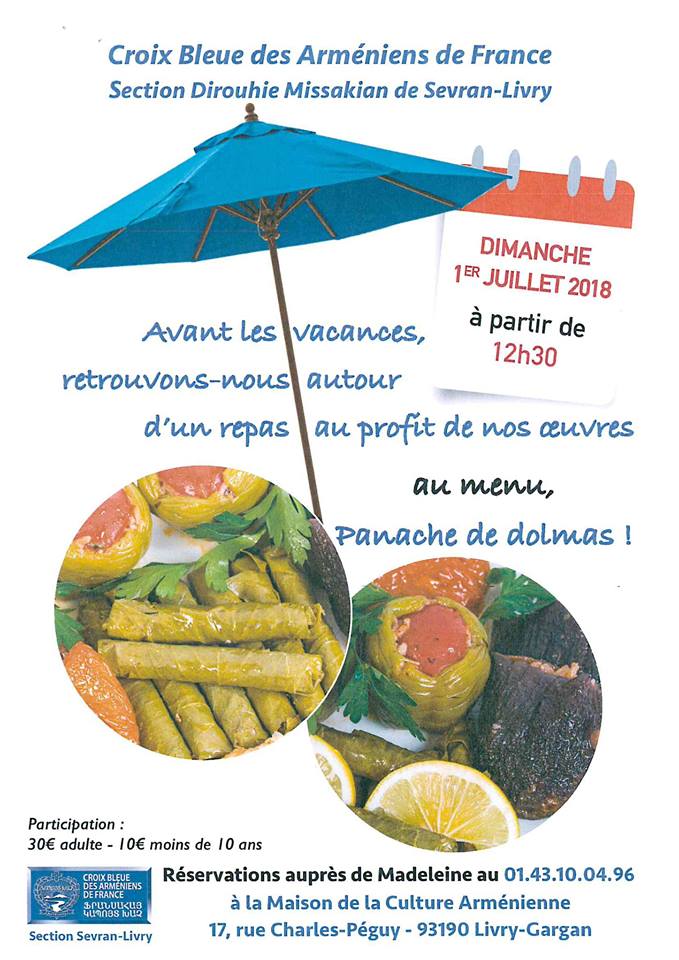 La Croix Bleue des Arméniens de France organise un repas