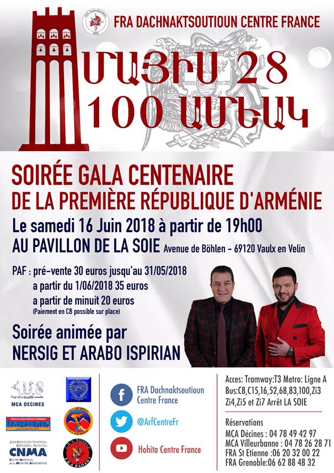 Soirée gala centenaire de la première république d’Arménie