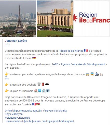 L’institut d’aménagement et d’urbanisme de la Région Ile-de-France a effectué cette semaine une mission en Arménie