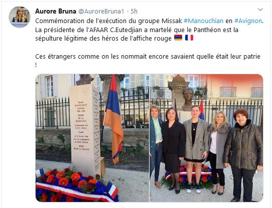 Commémoration de l’exécution du groupe Missak Manouchian en Avignon.