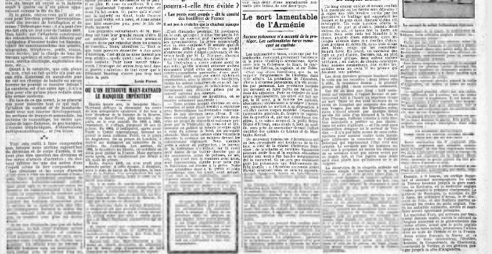 Journal Le Matin 10 novembre 1920 / Le sort lamentable de l’Arménie