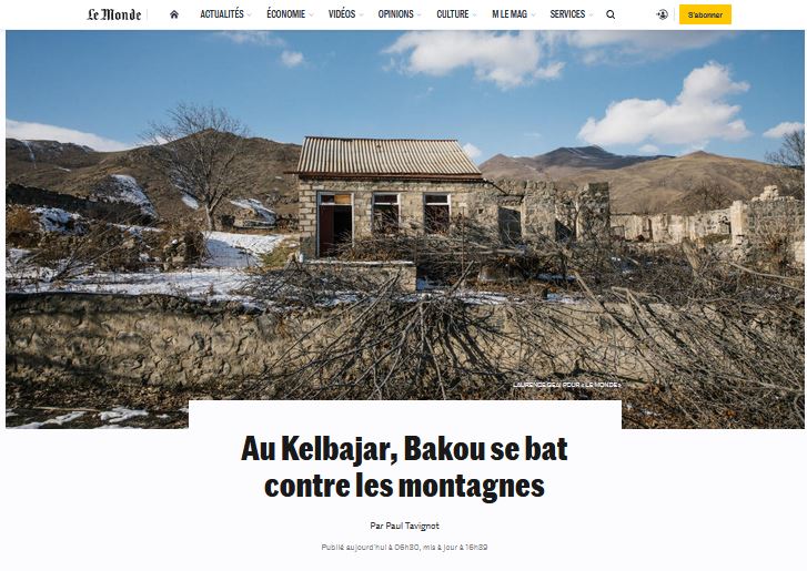 Au Kelbajar, Bakou se bat contre les montagnes