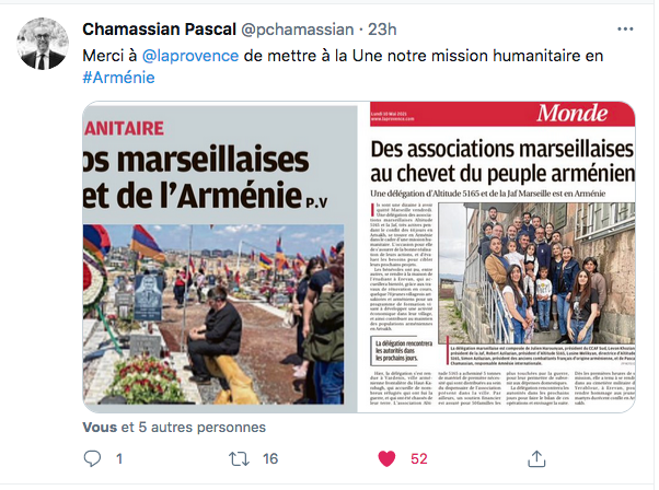 Pascal Chamassian : mission humanitaire en Arménie