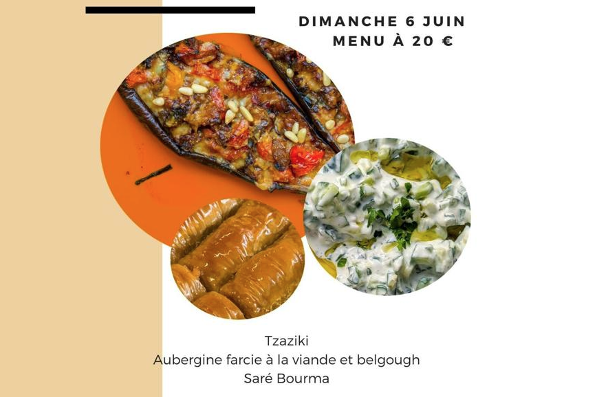 Vente de plats à emporter le 6 juin