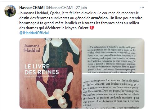 Joumana Haddad, Qadar, je te félicite d’avoir eu le courage de raconter le destin des femmes survivantes au génocide arménien