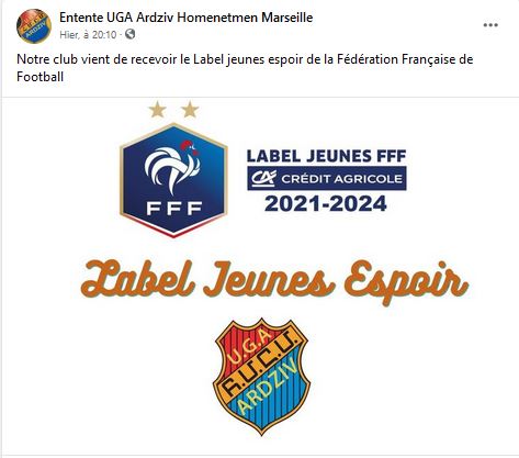 Notre club vient de recevoir le Label jeunes espoir de la Fédération Française de Football