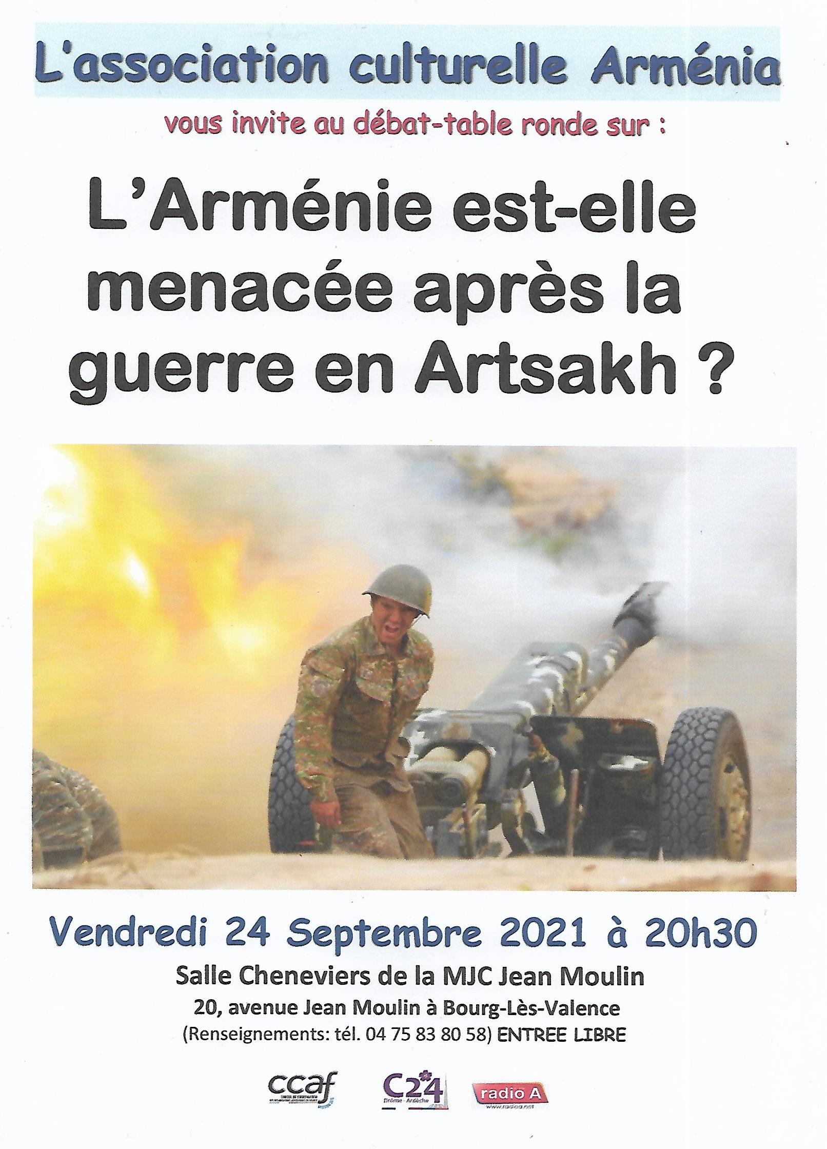 L’association « Arménia » présentera un débat sur « l’Arménie est-elle menacée après la guerre en l’Artsakh ? » le 24 septembre à Bourg-Lès-Valence