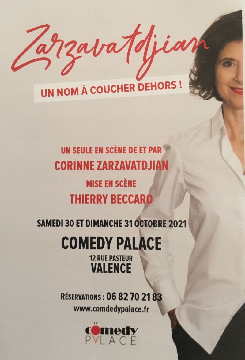 Corinne Zarzavatdjian avec son spectacle « Zarzavatdjian, un nom à coucher dehors » à Comedy Palace de Valence le 30 et 31 octobre