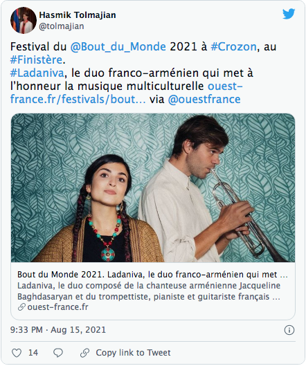 Hasmik Tolmadjian : les Arméniens au festival de Crozon