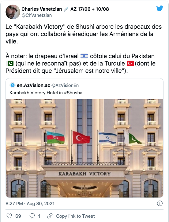 Charles Vanetsian : Les drapeaux des pays qui ont collaboré avec l’Azerbaïdjan