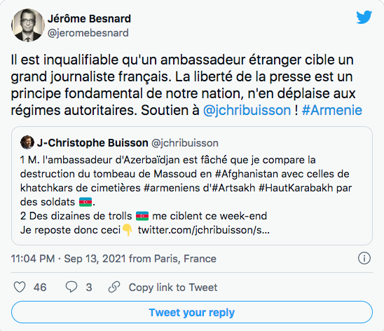 Jérome Besnard : les pressions de l’ambassadeur d’Azerbaïdjan