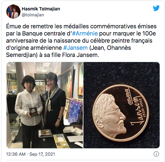 Hasmik Tolmadjian : médaille pour Jansem