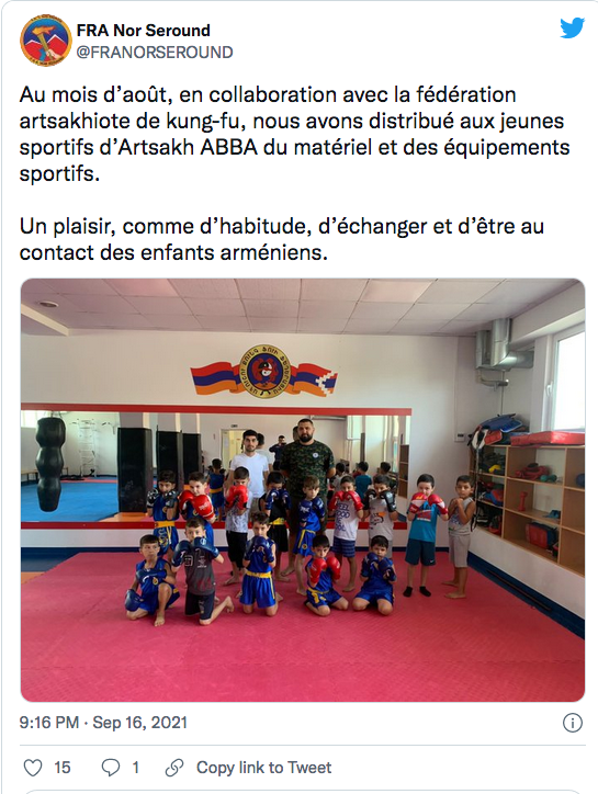 Nor Séround : matériel pour la fédé artsakhiote de Kung fu