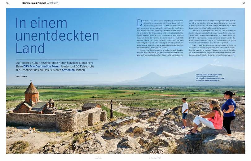 Un magazine allemand spécialisé dans le tourisme, fvw Travel Talk, consacre 10 pages sur l’Arménie