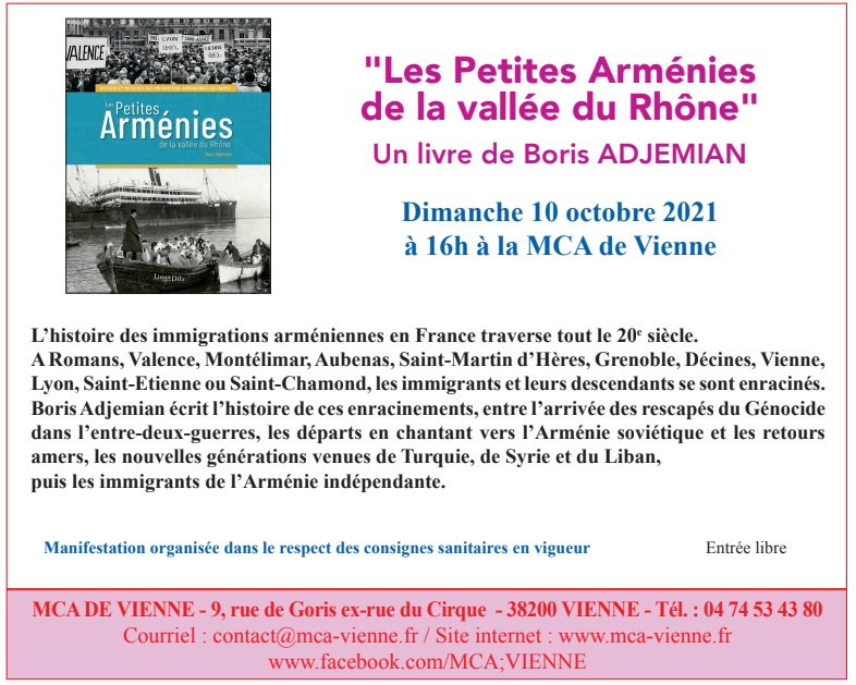 Les Petites Arménies de la vallée du Rhône : Dimanche 10 octobre à 16 h à la MCA de Vienne