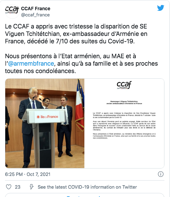 CCAF : hommage à SE Tchitetchian