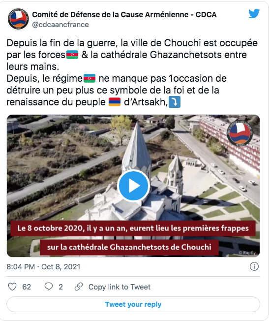 CDCA : il y a un an la cathédrale Ghazanchetsots