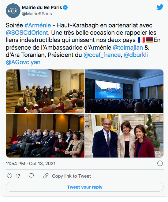 Mairie du 9e : soirée SOS chrétiens d’Orient pour le Karabakh