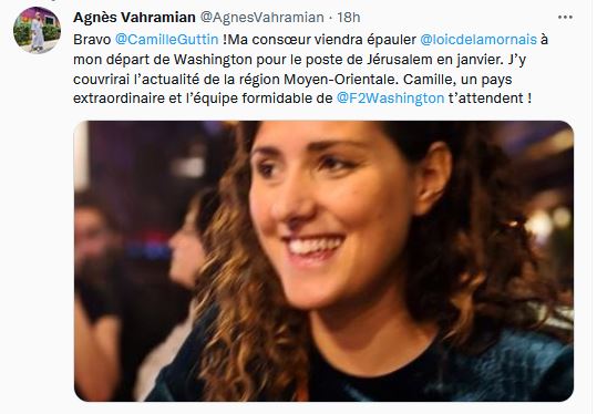 Agnès Vahramian en poste à Jérusalem en janvier