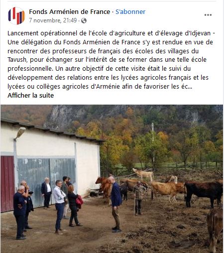 Lancement opérationnel de l’école d’agriculture et d’élevage d’Idjevan