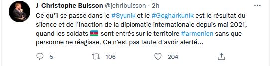 Ce qu’il se passe dans le Syunik et le Gegharkunik est le résultat du silence et de l’inaction de la diplomatie internationale depuis mai 2021