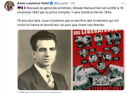 Rescapé du génocide arménien, Missak Manouchian est arrêté le 16 novembre 1943 par la police vichyste. Il sera fusillé en février 1944