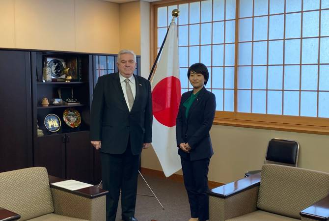 L’Ambassadeur d’Arménie et le Ministre d’État japonais des Affaires étrangères discutent de la cooperation