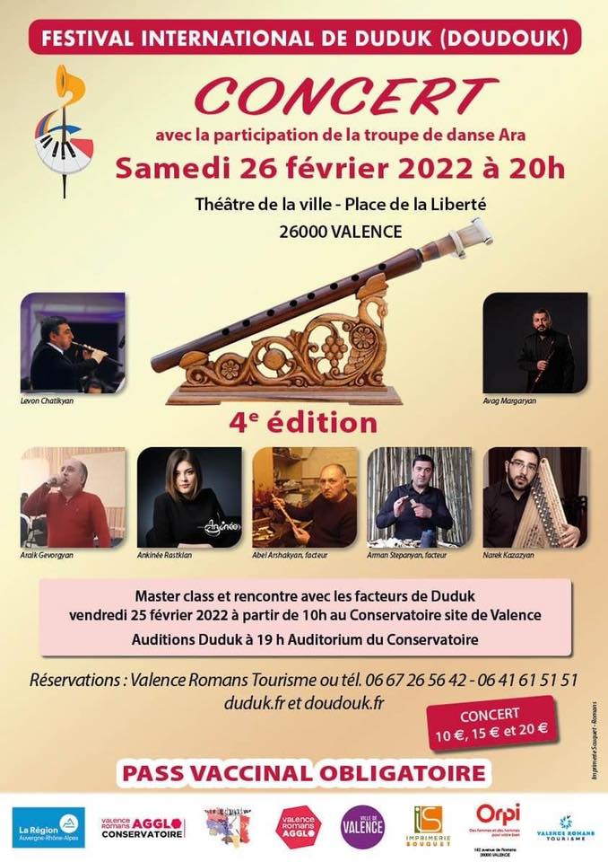 Le 4e Festival international du duduk ce samedi 26 février à Valence (Drôme)