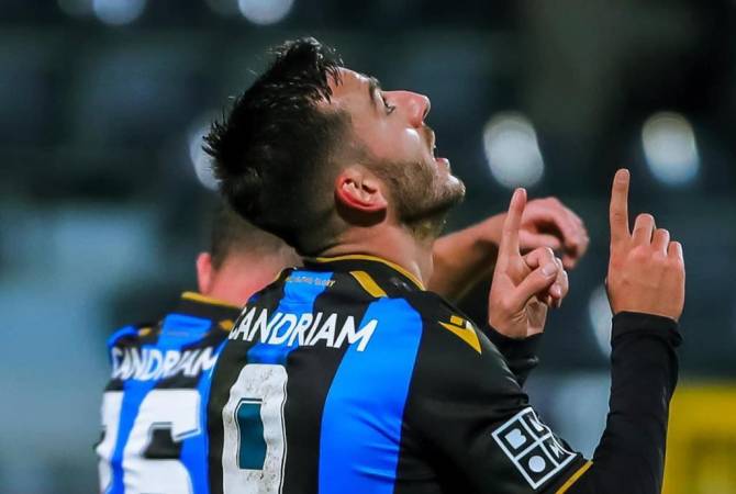 L’international arménien Sargis Adamyan a réalisé le doublé avec Club Bruges (Belgique) hier soir