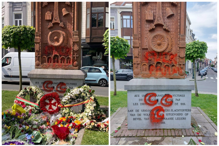 Profanation du monument au génocide des Arméniens à Ixelles