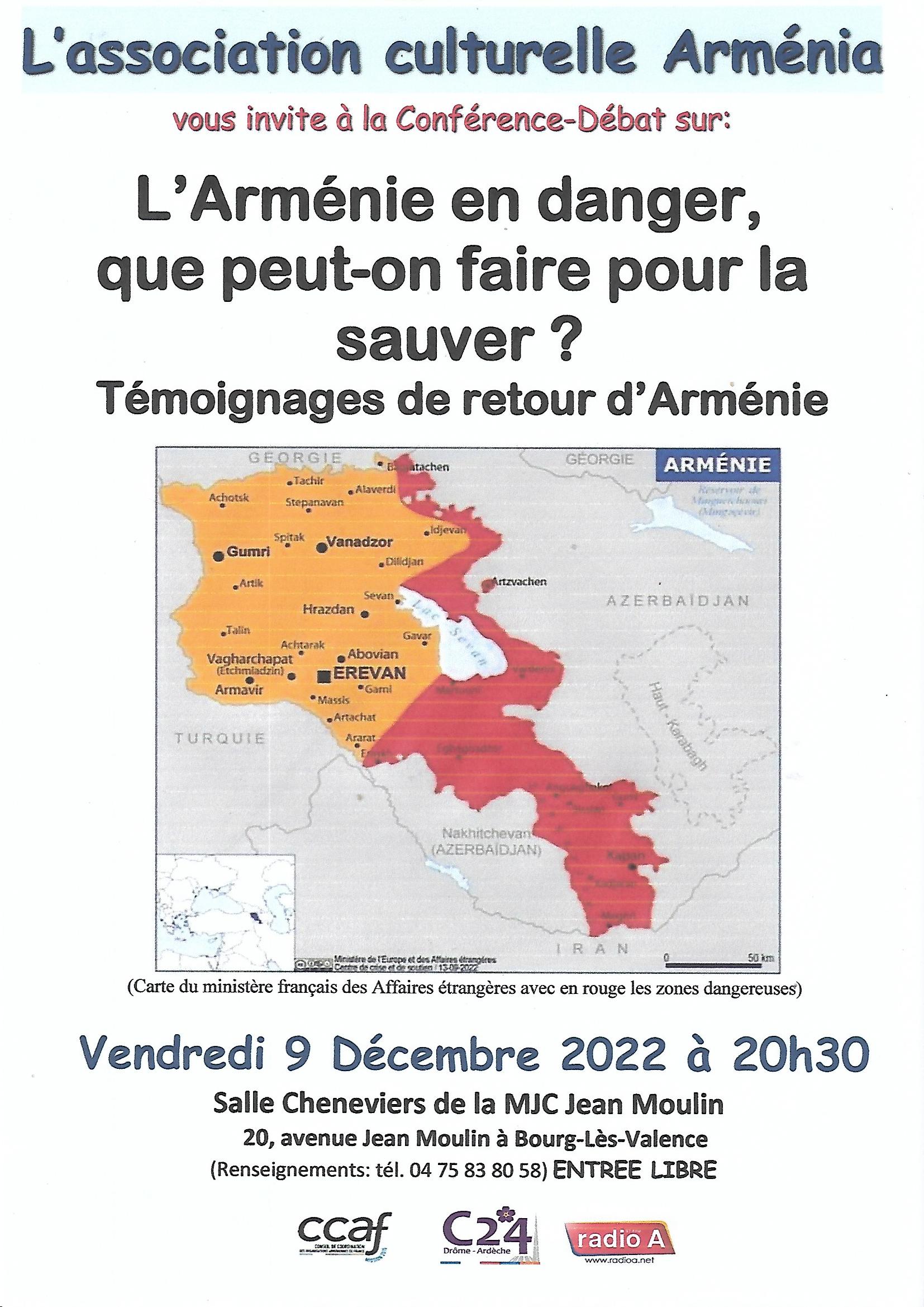 « Arménia » en débat ce vendredi 9 décembre sur la situation en Arménie et en Artsakh