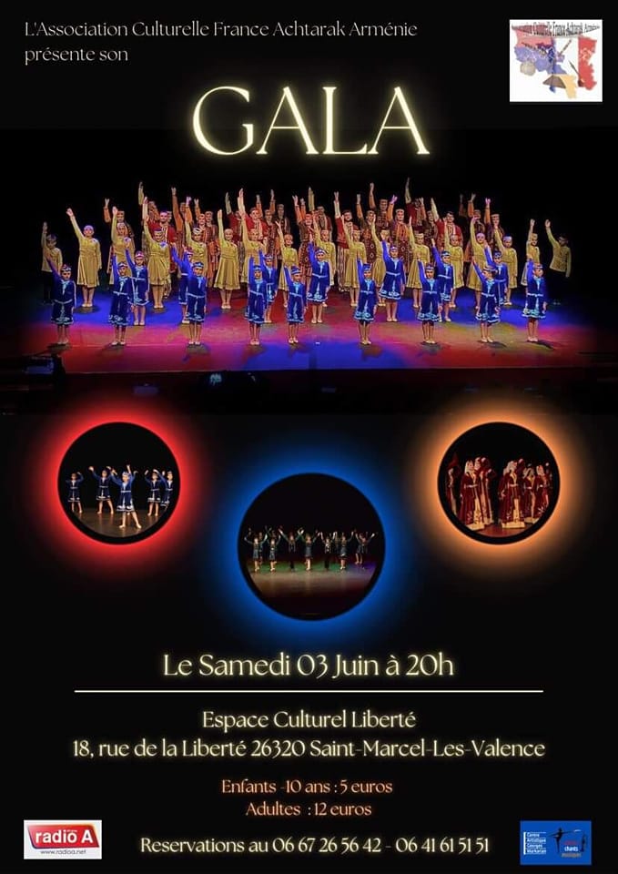 Gala de l’école de danse et musique arménienne de France Achtarak Arménie ce soir à l’Espace Culturel Liberté à St-Marcel-Lès-Valence