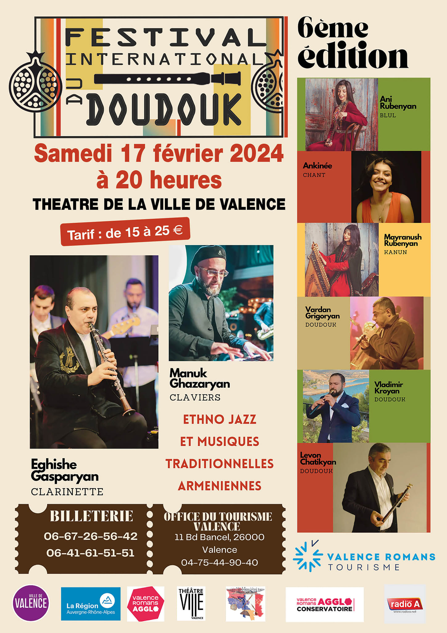 La 6e édition du Festival international du Doudouk à Valence ce samedi 17 février à 20h00 au Théâtre de la Ville : évènement incontournable