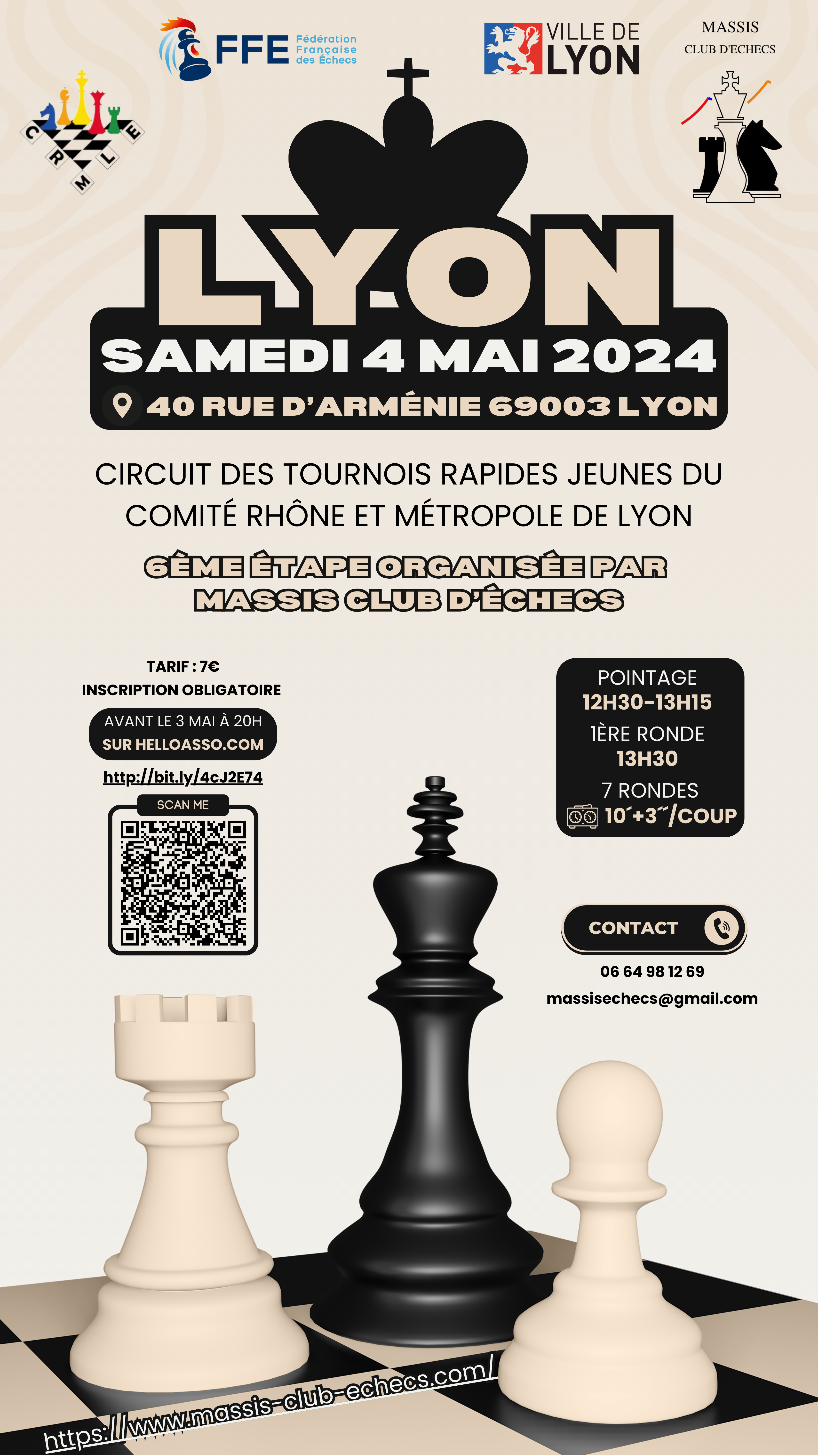 Le Massis club d’échecs organise rue d’Arménie à Lyon (3e) un tournoi rapide d’échecs des jeunes (6ème étape)