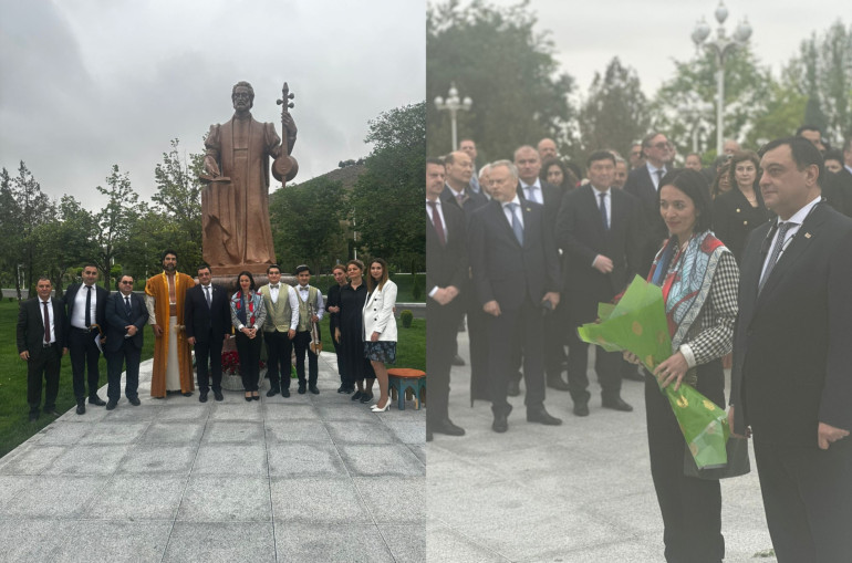 Janna Andreasyan a participé à la cérémonie d’inauguration de la statue de Sayat-Nova à Achkhabad capitale du Turkménistan