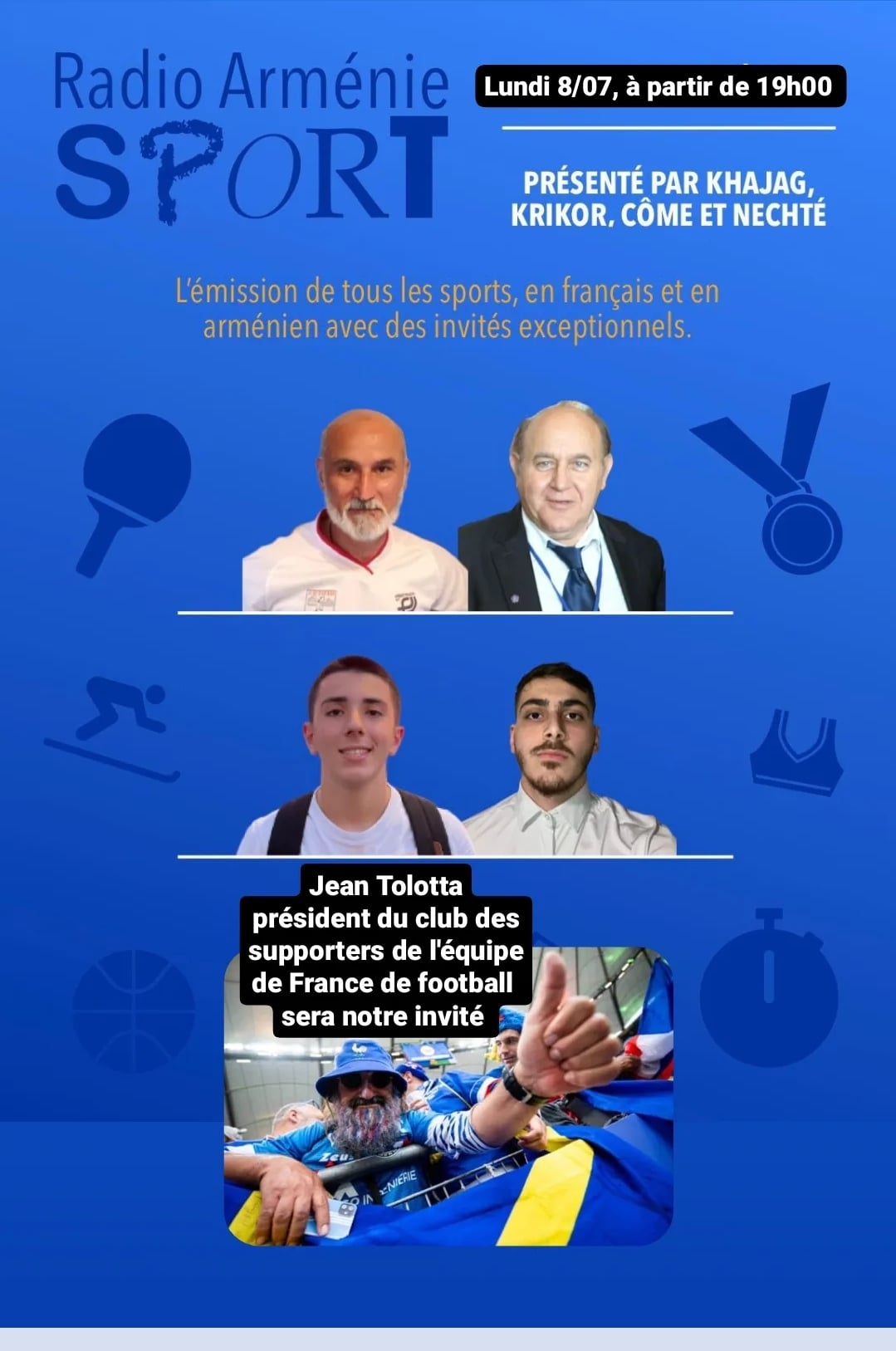 L’émission Sport de Radio Arménie invite ce soir le président du club des supporters de l’équipe de France