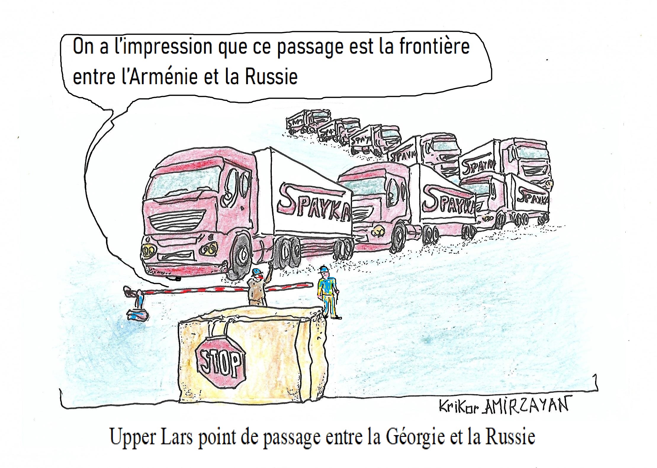 Il y a 500 camions arméniens en direction d’Upper Lars, point de passage entre la Géorgie et la Russie, les formalités sont en cours