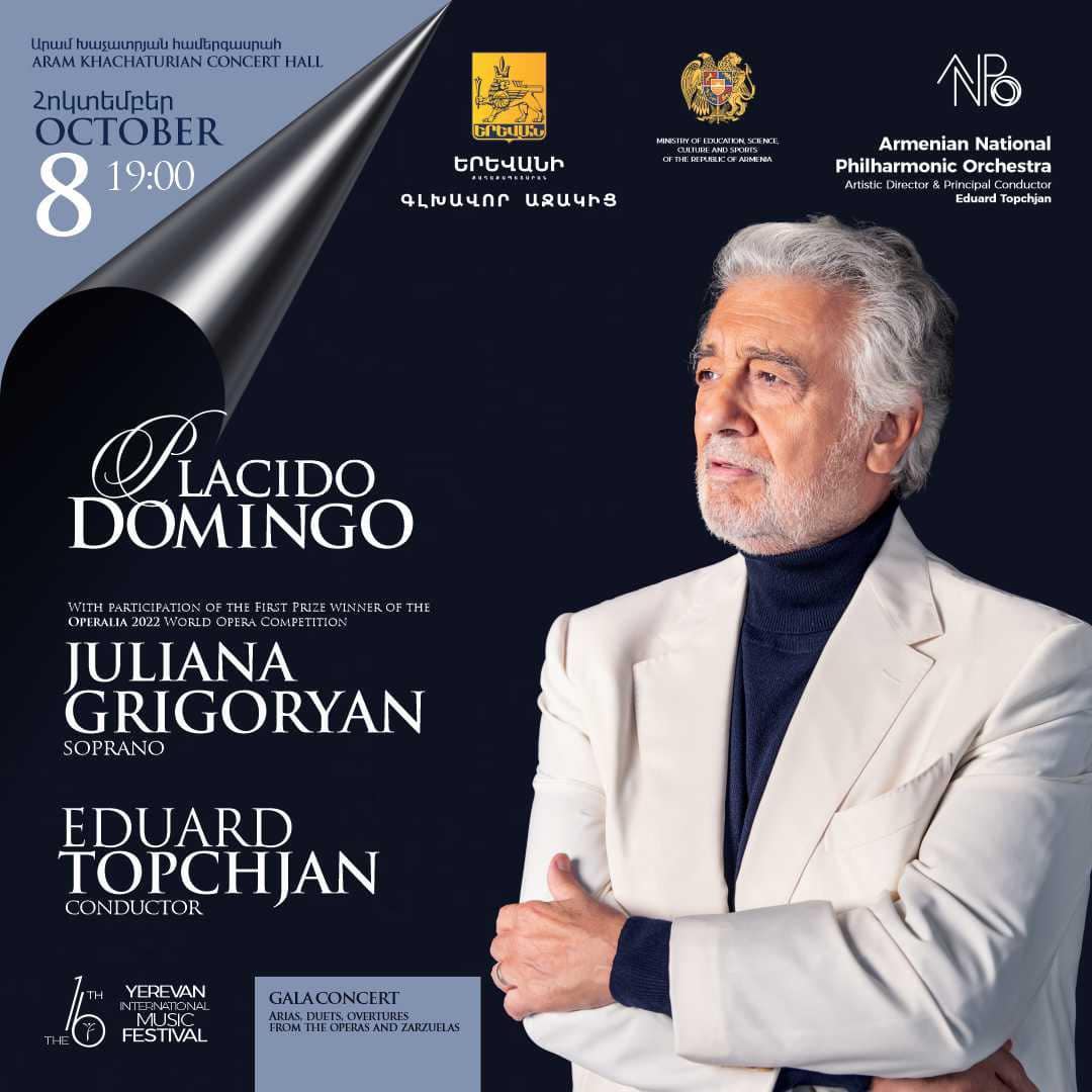 Plácido Domingo est enthousiasmé par sa prochaine prestation en Arménie prévue le 8 octobre