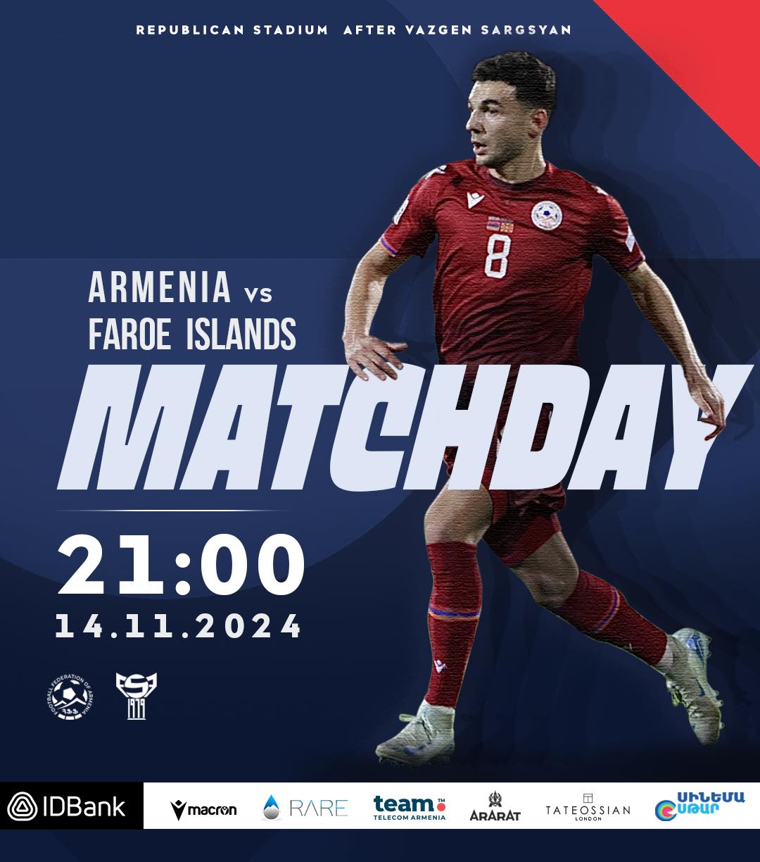 Arménie-Îles Féroé ce soir à 18h00 pour la 4e journée de la Ligue des Nations (Groupe C)