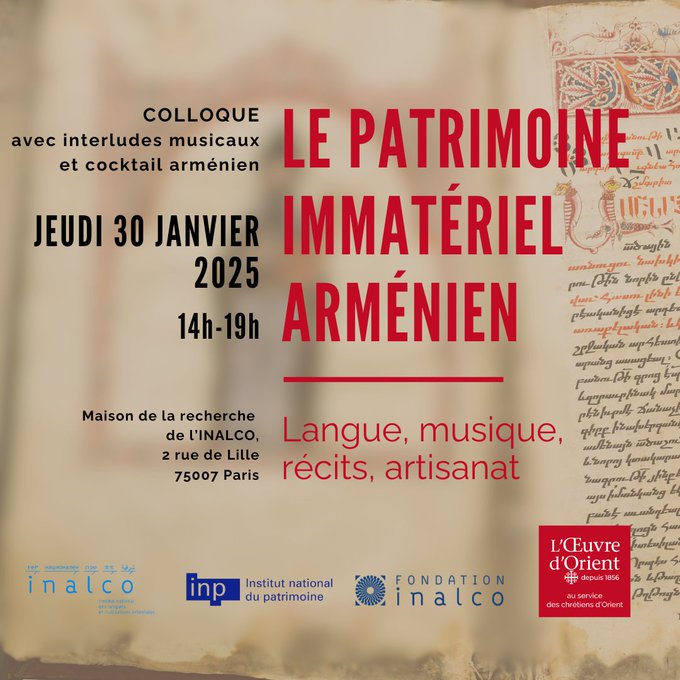 Fondation Inalco : colloque sur le patrimoine immatériel arménien le 30 janvier